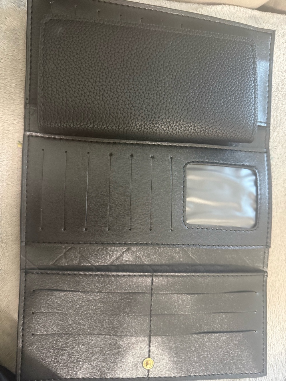 Textured Leather Wallet with Gold CD Emblem - Picture 5 of 5